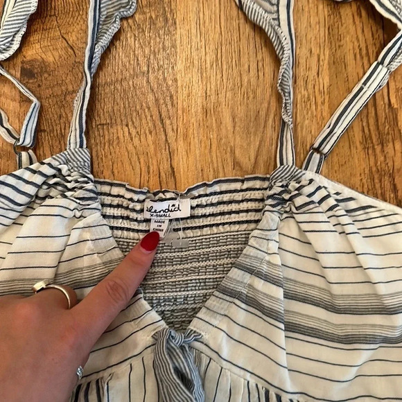 Splendid Mixed Striped Coastal Flowy Drop Waist Midi Dress D5 - Picture 2 of 4